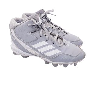 adidas Kids Gray and White Cleat Sneakers